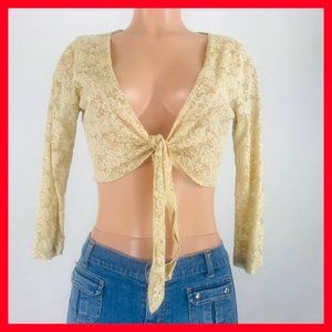 One Heart Women's Size M Tie Up Front Cropped